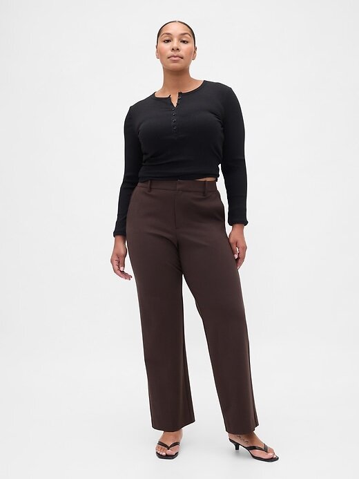 Pantaloni a gamba larga in maglia doppia a vita alta Pantaloni a gamba larga in maglia doppia a vita alta