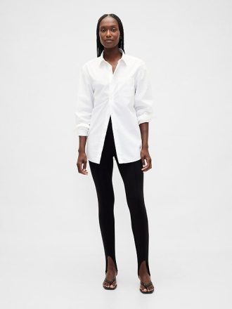 Pantaloni a vita alta con doppia staffa in maglia