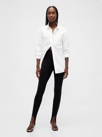 Pantaloni a vita alta con doppia staffa in maglia