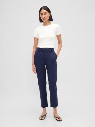 Pantaloni a vita alta in maglia doppia slim crop