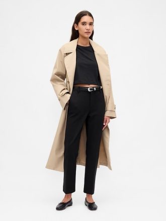 Pantaloni a vita alta in maglia doppia slim crop