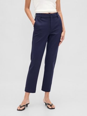 Pantaloni a vita alta in maglia doppia slim crop