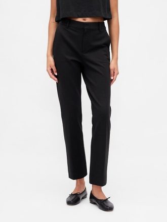 Pantaloni a vita alta in maglia doppia slim crop
