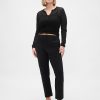 Pantaloni a vita alta in maglia doppia slim crop