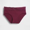 Pantaloni a vita bassa in cotone elasticizzato biologico con pizzo Pantaloni a vita bassa in cotone elasticizzato biologico con pizzo