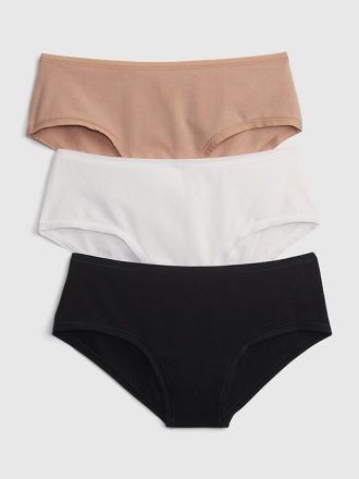 Pantaloni a vita bassa in cotone elasticizzato biologico (confezione da 3)