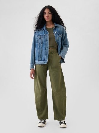 Pantaloni a vita media in twill