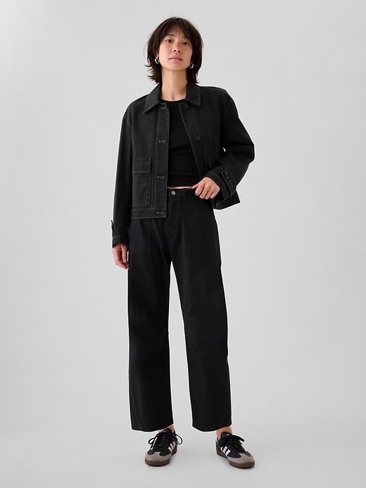 Pantaloni a vita media in twill Pantaloni a vita media in twill