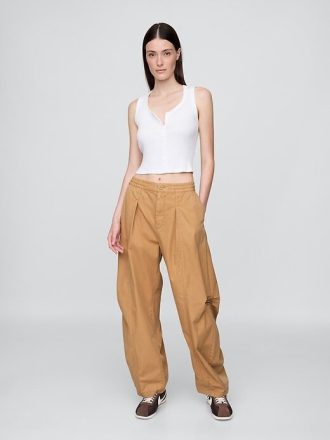 Pantaloni a vita media in twill