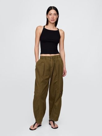Pantaloni a vita media in twill