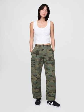 Pantaloni a vita media in twill