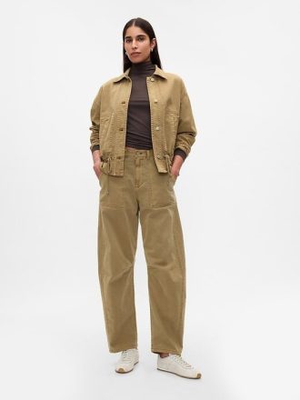 Pantaloni a vita media in twill