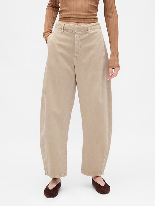 Pantaloni a vita media in twill Pantaloni a vita media in twill