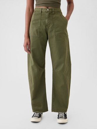 Pantaloni a vita media in twill