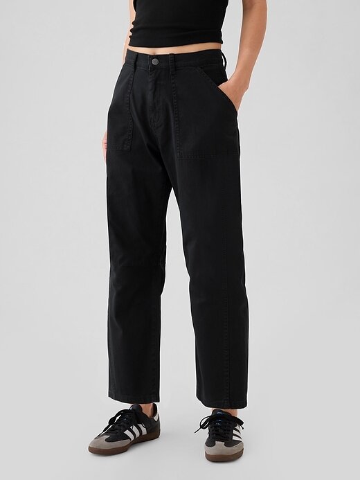 Pantaloni a vita media in twill Pantaloni a vita media in twill
