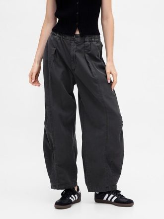 Pantaloni a vita media in twill