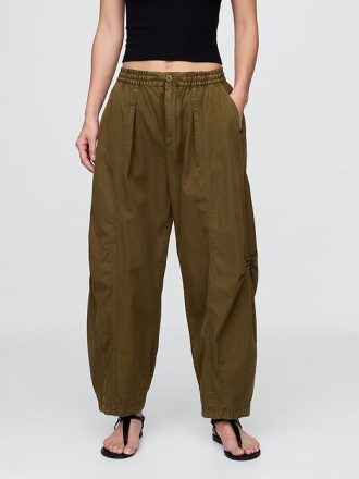 Pantaloni a vita media in twill