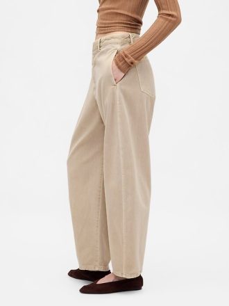 Pantaloni a vita media in twill
