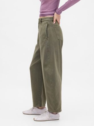 Pantaloni a vita media in twill