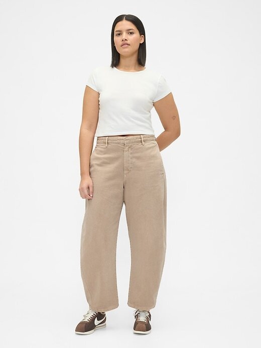 Pantaloni a vita media in twill Pantaloni a vita media in twill