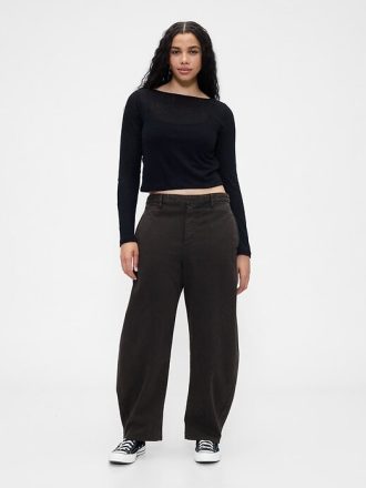 Pantaloni a vita media in twill