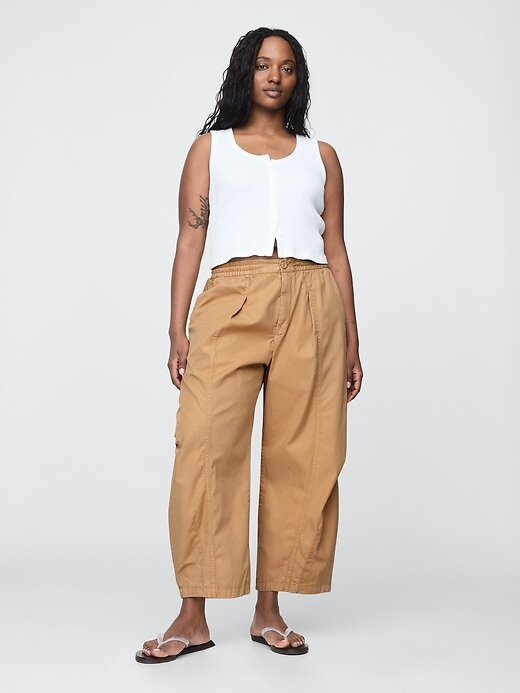 Pantaloni a vita media in twill Pantaloni a vita media in twill