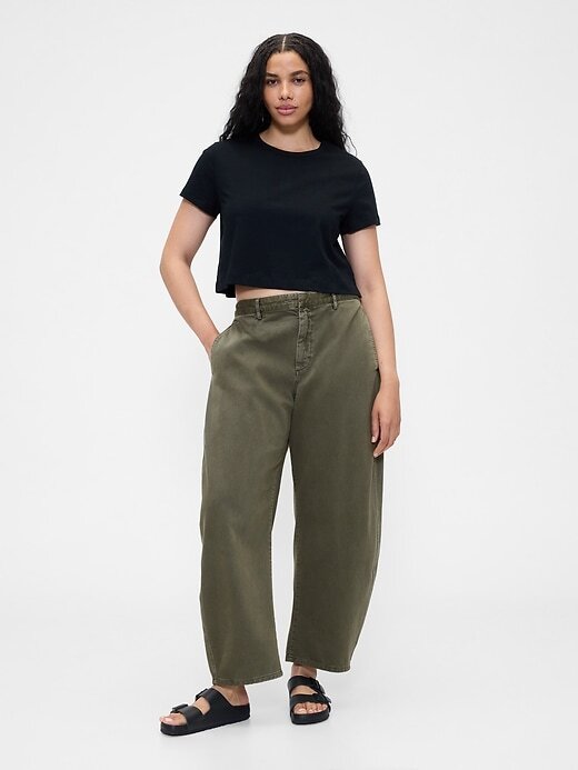 Pantaloni a vita media in twill Pantaloni a vita media in twill