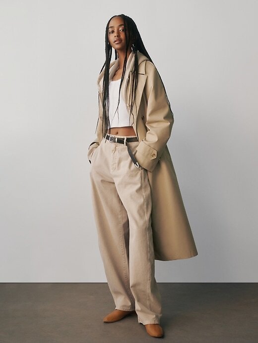 Pantaloni a vita media in twill Pantaloni a vita media in twill