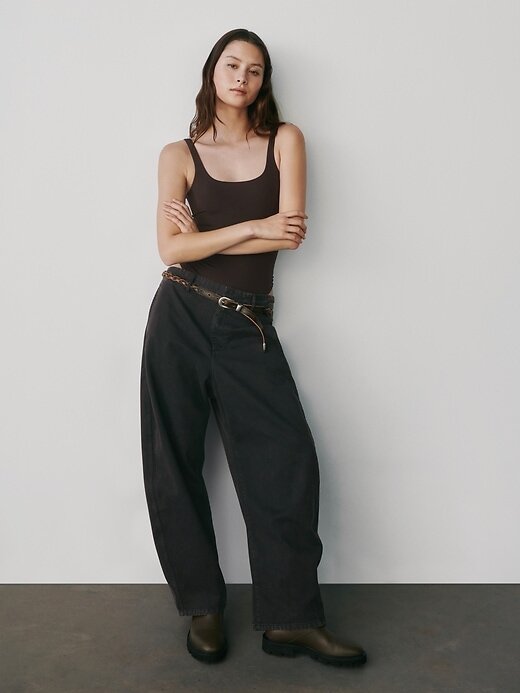 Pantaloni a vita media in twill Pantaloni a vita media in twill