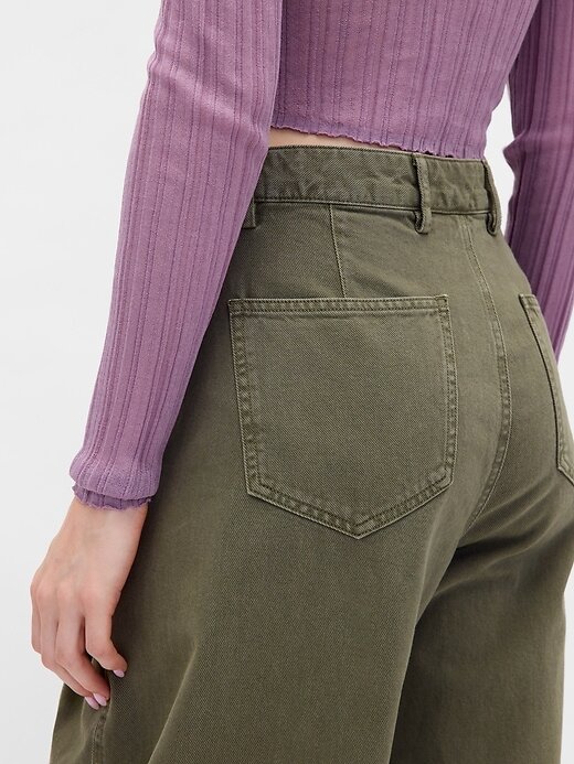 Pantaloni a vita media in twill Pantaloni a vita media in twill