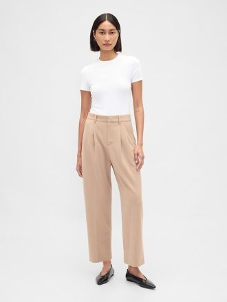 Pantaloni alla caviglia affusolati in twill spazzolato a vita alta 365