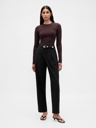 Pantaloni alla caviglia affusolati in twill spazzolato a vita alta 365