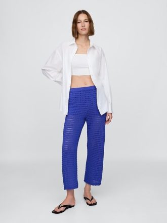 Pantaloni alla caviglia all’uncinetto in 100% cotone