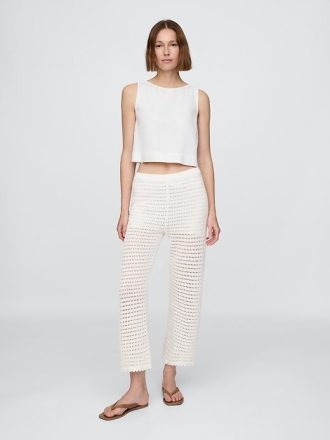 Pantaloni alla caviglia all’uncinetto in 100% cotone