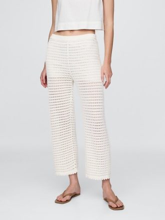 Pantaloni alla caviglia all’uncinetto in 100% cotone