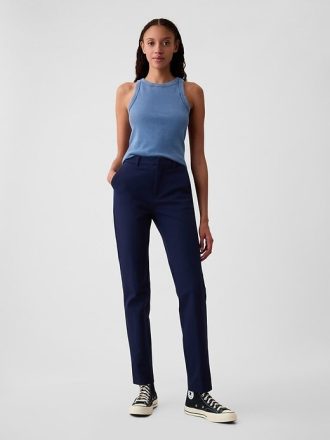 Pantaloni alla caviglia slim BiStretch a vita media