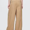 Pantaloni cachi a gamba larga con pieghe in twill a vita alta Pantaloni cachi a gamba larga con pieghe in twill a vita alta