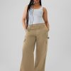Pantaloni cargo larghi color cachi a vita media Pantaloni cargo larghi color cachi a vita media