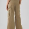 Pantaloni cargo larghi color cachi a vita media Pantaloni cargo larghi color cachi a vita media