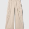 Pantaloni cargo larghi color cachi a vita media Pantaloni cargo larghi color cachi a vita media