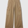 Pantaloni cargo larghi color cachi a vita media Pantaloni cargo larghi color cachi a vita media