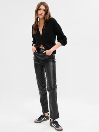 Pantaloni Cheeky Straight a vita alta in pelle vegana