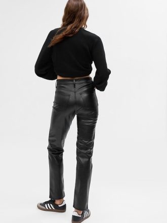 Pantaloni Cheeky Straight a vita alta in pelle vegana