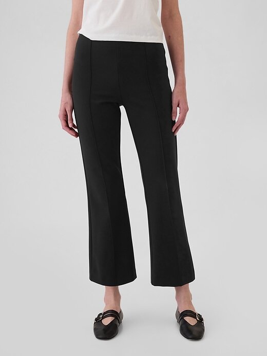 Pantaloni crop a vita alta in maglia doppia Pantaloni crop a vita alta in maglia doppia