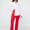 Pantaloni crop a vita alta in maglia doppia Pantaloni crop a vita alta in maglia doppia
