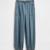 Pantaloni da jogging larghi in denim a vita alta per bambini Pantaloni da jogging larghi in denim a vita alta per bambini