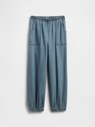 Pantaloni da jogging larghi in denim a vita alta per bambini