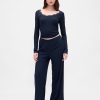 Pantaloni da pigiama a gamba larga con mini costine Pantaloni da pigiama a gamba larga con mini costine
