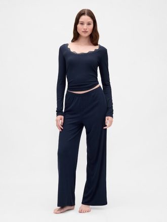 Pantaloni da pigiama a gamba larga con mini costine
