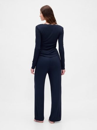 Pantaloni da pigiama a gamba larga con mini costine